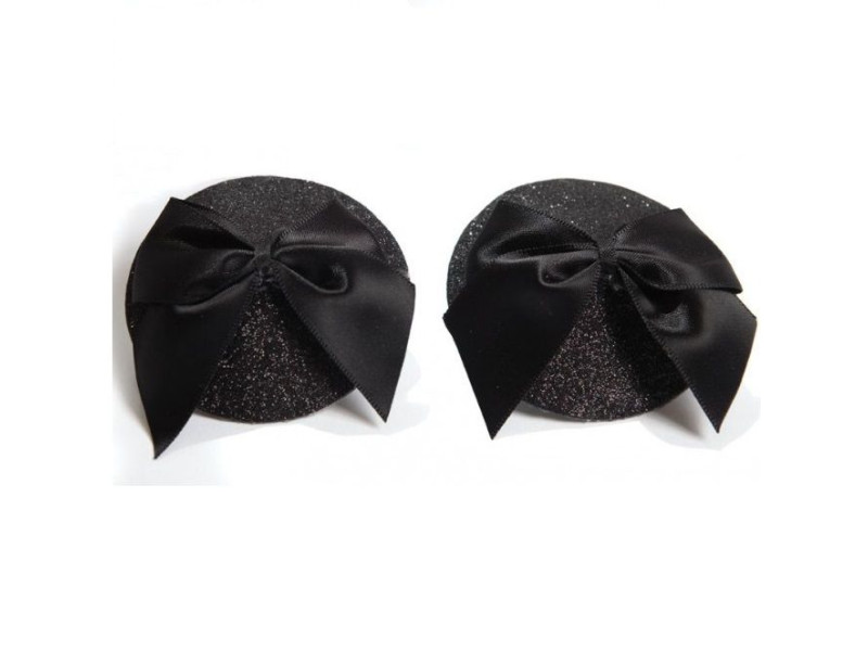 BIJOUX - BURLESQUE SHINY NIPPLE COVERS WITH BOW