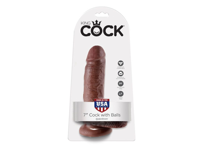 KING COCK - 7 DILDO BROWN WITH BALLS 17.8 CM