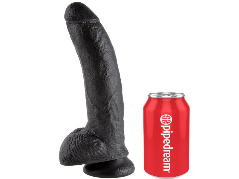 KING COCK - 9 DILDO BLACK WITH BALLS 22.9 CM