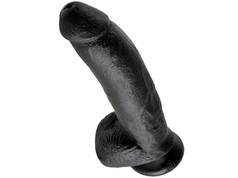 KING COCK - 9 DILDO BLACK WITH BALLS 22.9 CM