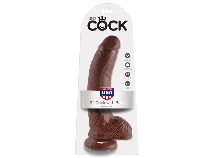 KING COCK - 9 DILDO BROWN WITH BALLS 22.9 CM