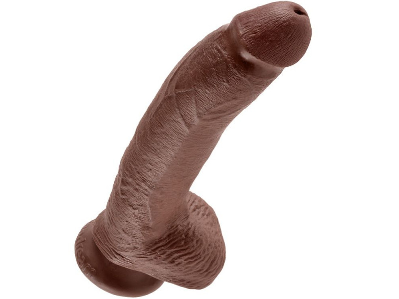 KING COCK - 9 DILDO BROWN WITH BALLS 22.9 CM