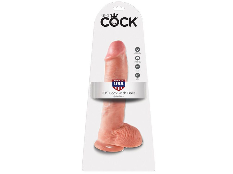 KING COCK - 10 DILDO FLESH WITH BALLS 26.5 CM