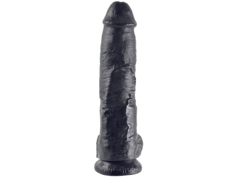 KING COCK - 10 DILDO BLACK WITH BALLS 25.4 CM