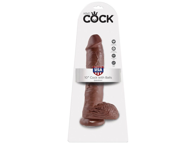 KING COCK - 10 DILDO BROWN WITH BALLS 25.4 CM