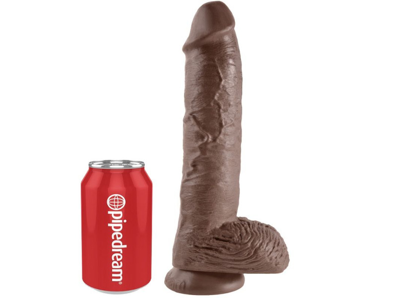 KING COCK - 10 DILDO BROWN WITH BALLS 25.4 CM