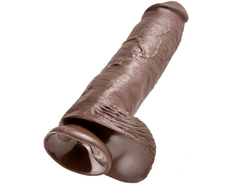 KING COCK - 11 DILDO BROWN WITH BALLS 28 CM