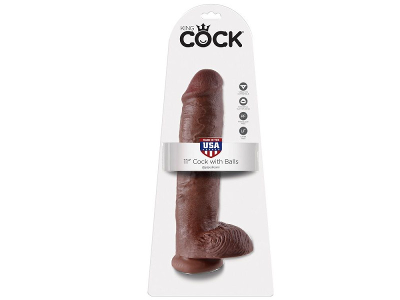 KING COCK - 11 DILDO BROWN WITH BALLS 28 CM