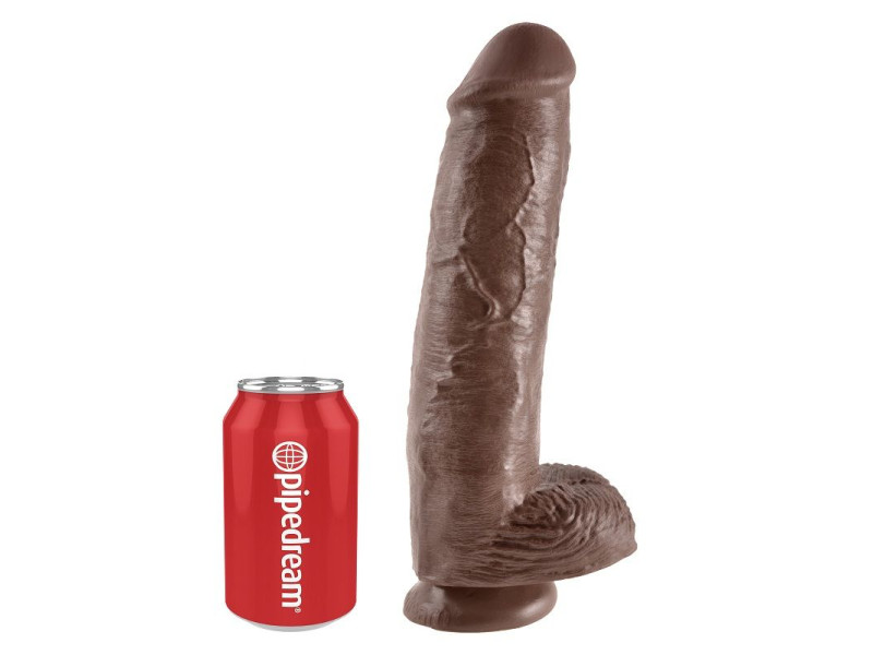 KING COCK - 11 DILDO BROWN WITH BALLS 28 CM