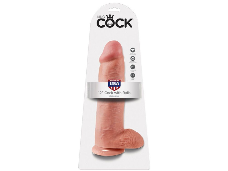 KING COCK - 12 DILDO FLESH WITH BALLS 30.48 CM