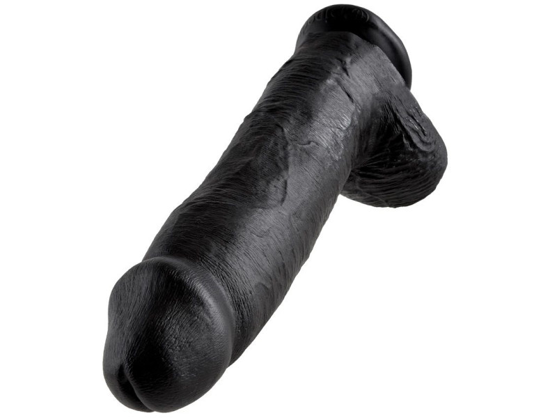 KING COCK - 12 DILDO BLACK WITH BALLS 30.48 CM