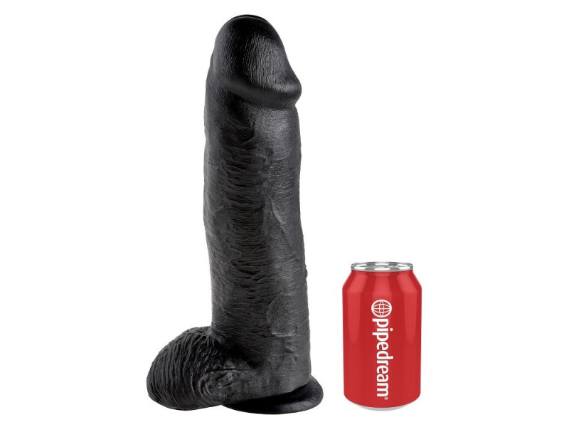 KING COCK - 12 DILDO BLACK WITH BALLS 30.48 CM