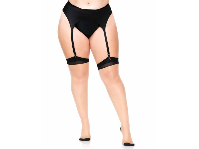 LEG AVENUE - PLUS LYCRA SHEER 2 TONE THIGH HIGH WITH BACKSEAM AND CUBAN HEEL