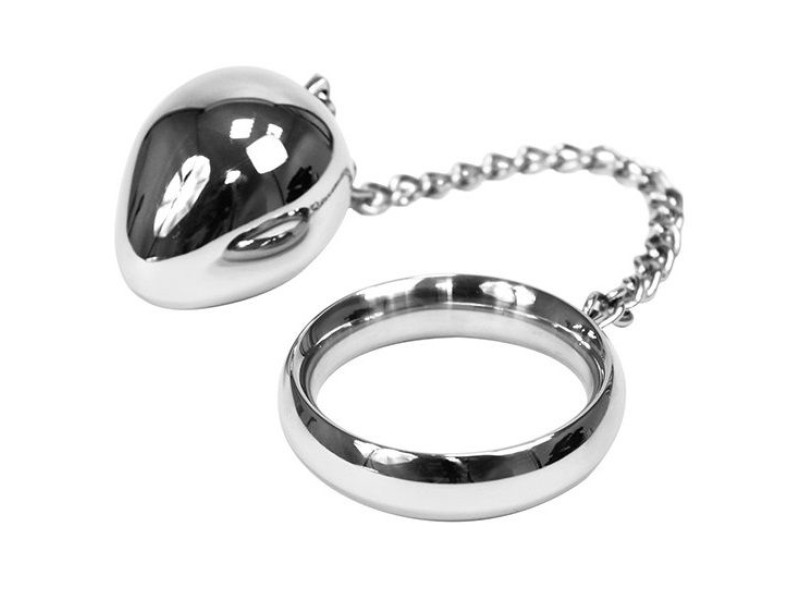 METAL HARD - COCK RING 40MM + CHAIN WITH METAL BALL