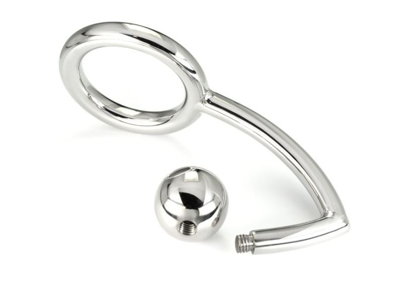 METAL HARD - COCK RING RING WITH ANAL INTRUDER HOOK 45MM