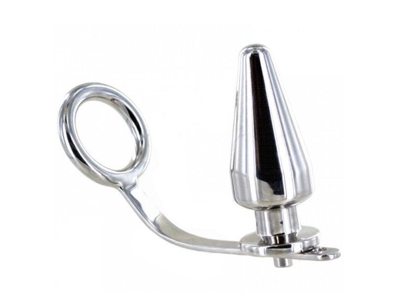 METAL HARD - STEEL RING WITH ANAL PLUG 45 X 50MM