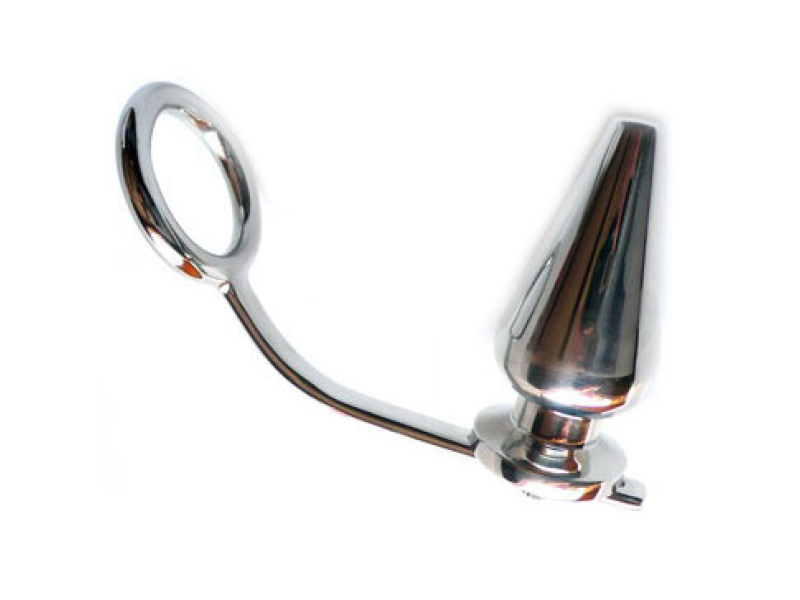 METAL HARD - STEEL RING WITH ANAL PLUG 45 X 50MM