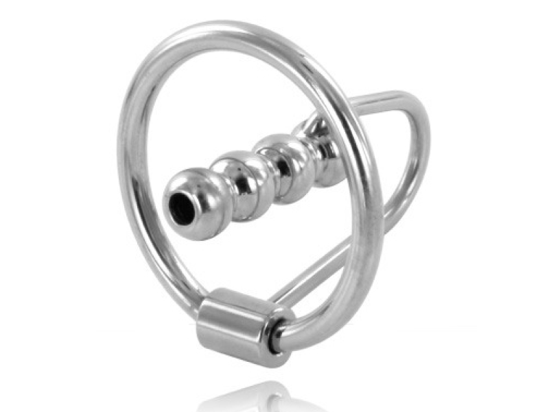 METAL HARD - GLAND RING WITH URETHRAL PLUG 28MM