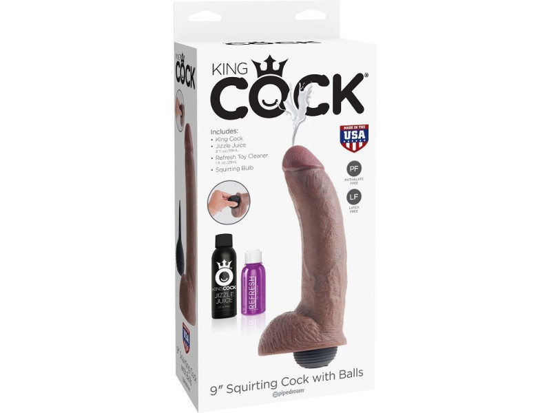 KING COCK - REALISTIC BROWN EJACULATOR PENIS 22.86 CM