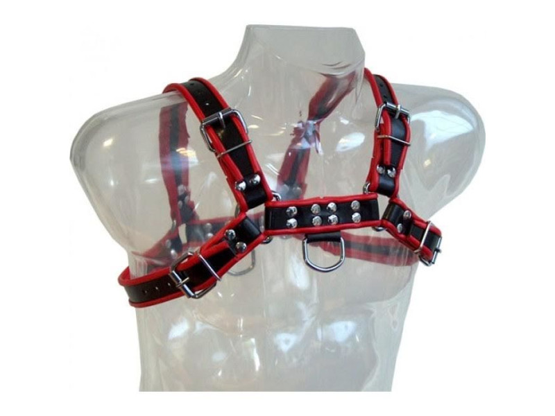 LEATHER BODY - CHAIN HARNESS III BLACK / RED