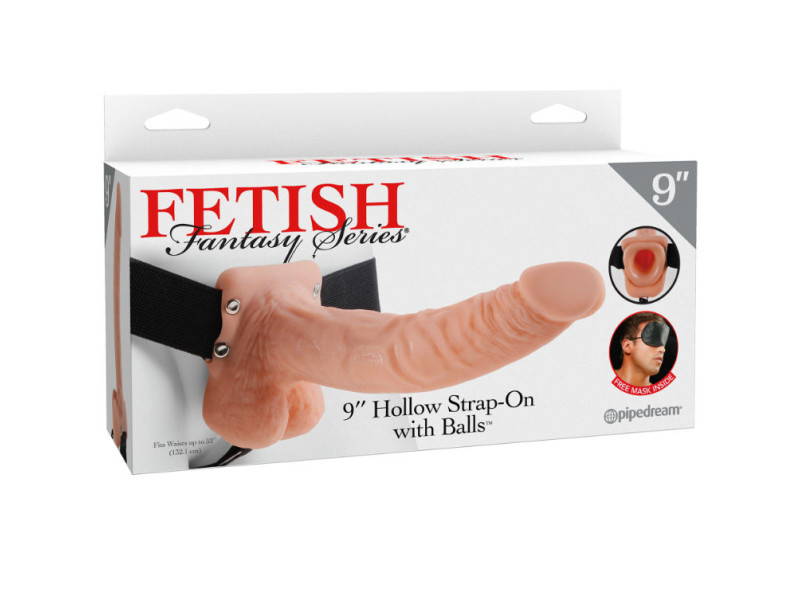 FETISH FANTASY SERIES - SERIES 9 HOLLOW STRAP-ON WITH BALLS 22.9CM FLESH