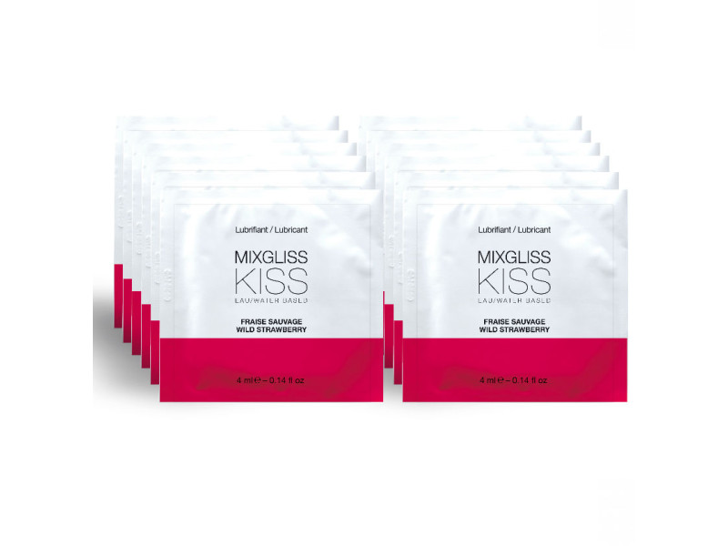 MIXGLISS - WATER BASED LUBRICANT STRAWBERRY FLAVOR 12 SINGLE DOSE 4 ML