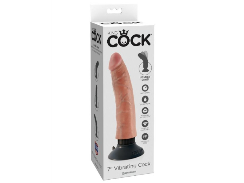 KING COCK - 17.78 CM VIBRATING COCK FLESH