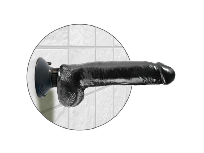 KING COCK - 23 CM VIBRATING COCK WITH BALLS BLACK