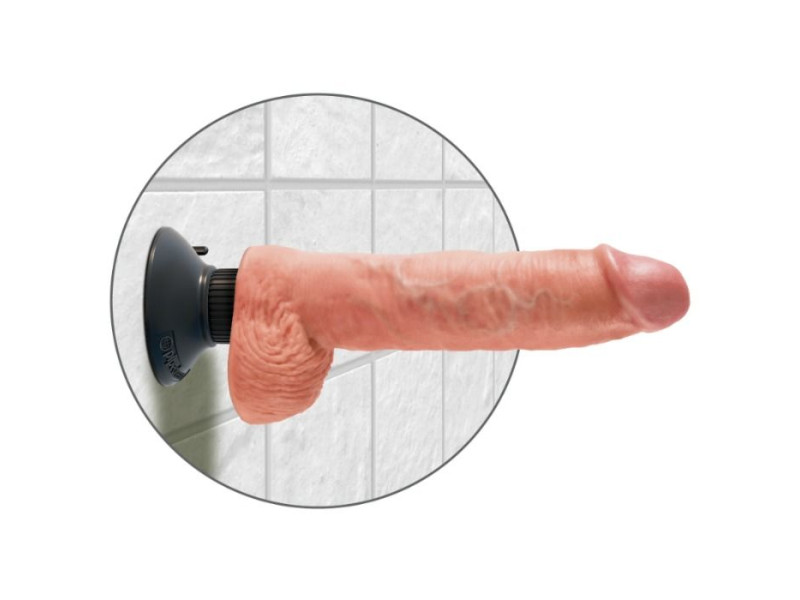 KING COCK - 25.5 CM VIBRATING COCK WITH BALLS FLESH