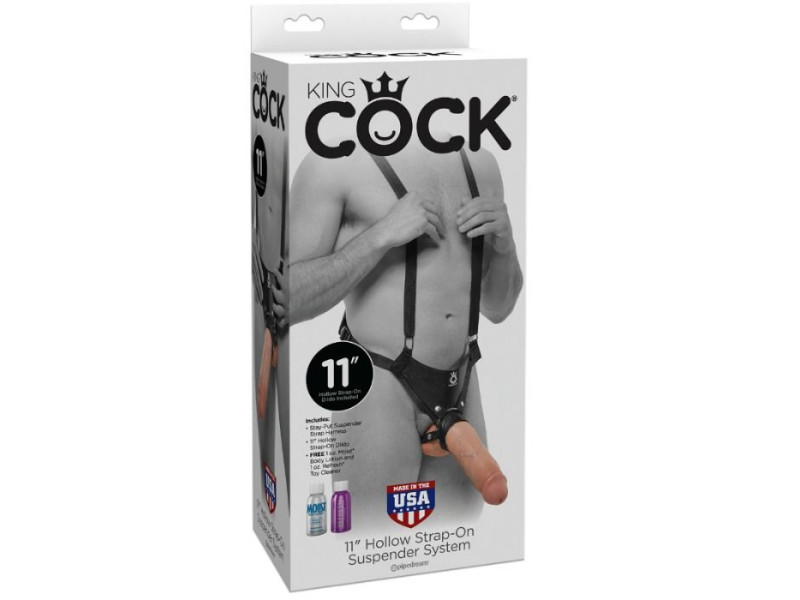 KING COCK - 28 CM HOLLOW STRAP-ON SUSPENDER SYSTEM FLESH