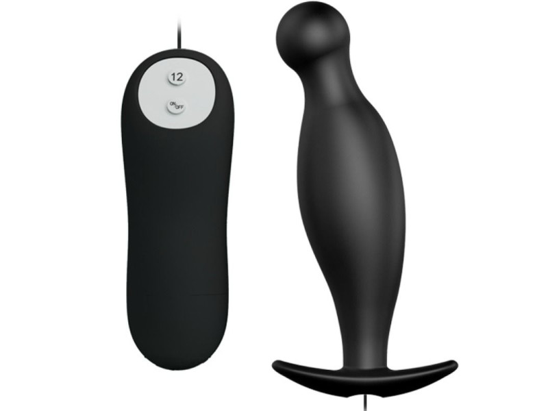 PRETTY LOVE - SILICONE ANAL PLUG 12 VIBRATION MODES BLACK