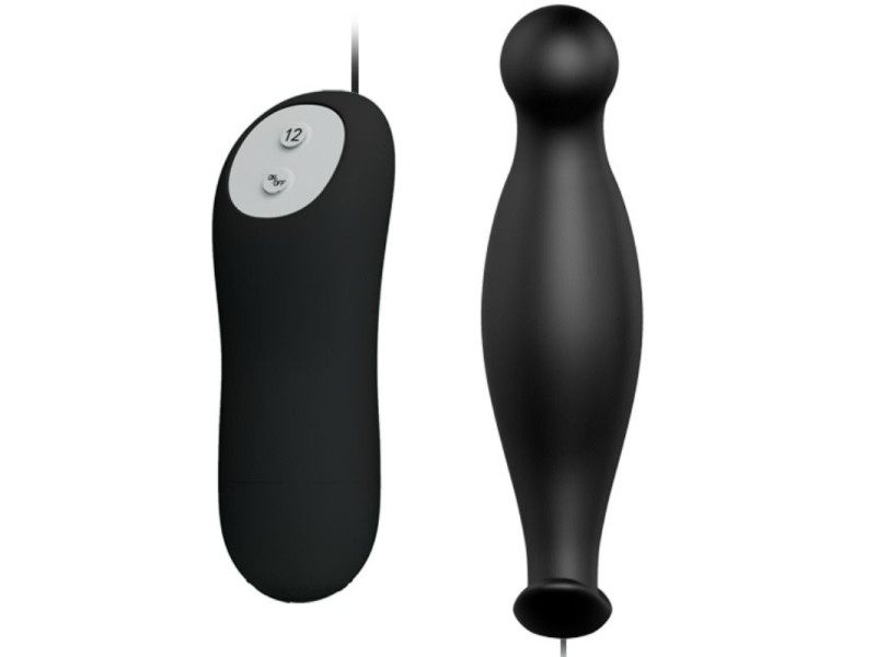 PRETTY LOVE - SILICONE ANAL PLUG 12 VIBRATION MODES BLACK