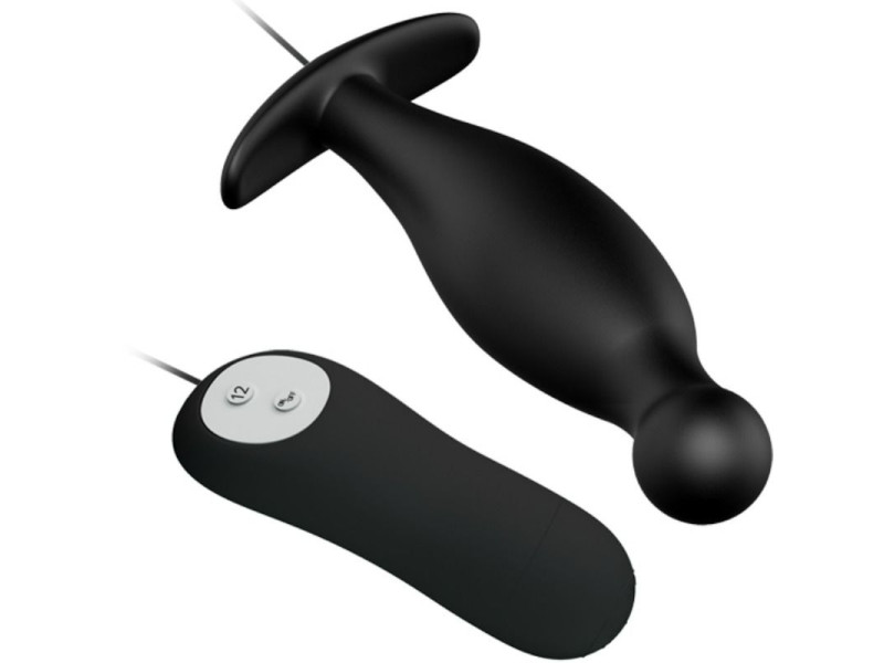 PRETTY LOVE - SILICONE ANAL PLUG 12 VIBRATION MODES BLACK