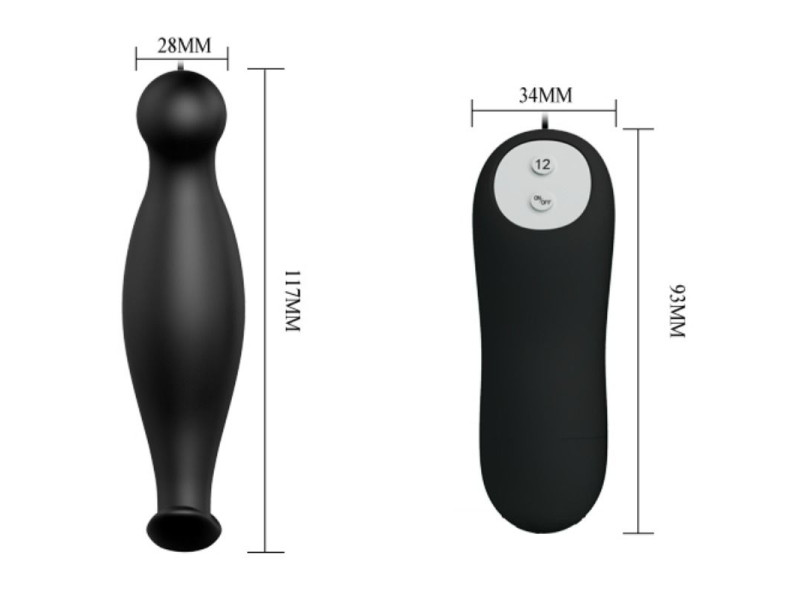 PRETTY LOVE - SILICONE ANAL PLUG 12 VIBRATION MODES BLACK