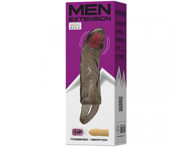 BAILE - PENIS EXTENDER SHEATH WITH VIBRATION AND STRAP FOR TESTICLES 13.5 CM