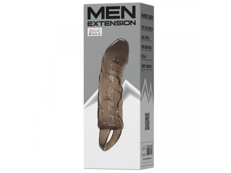 BAILE - PENIS EXTENDER COVER WITH STRAP FOR TESTICLES BLACK 13.5 CM