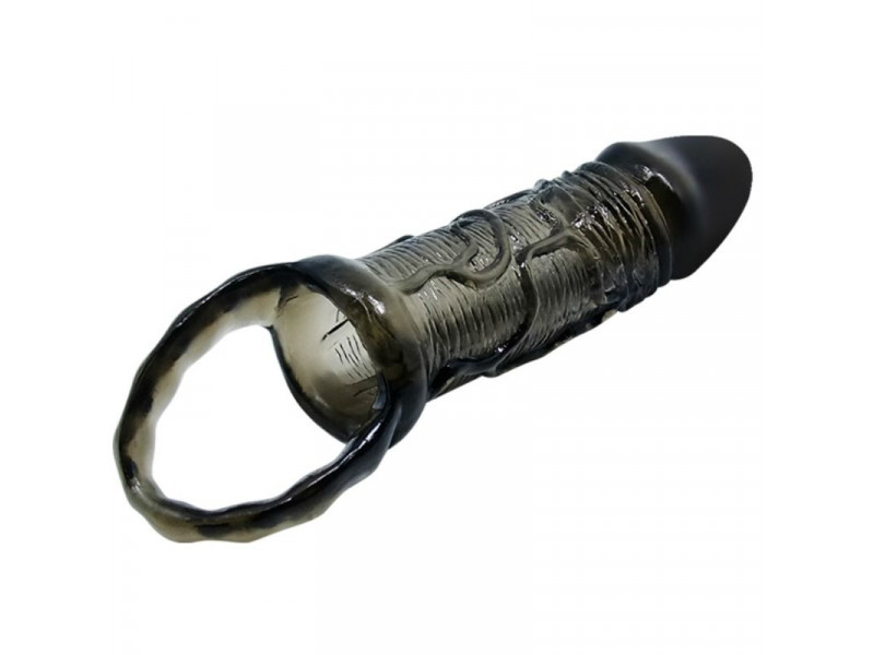 BAILE - PENIS EXTENDER COVER WITH STRAP FOR TESTICLES BLACK 13.5 CM