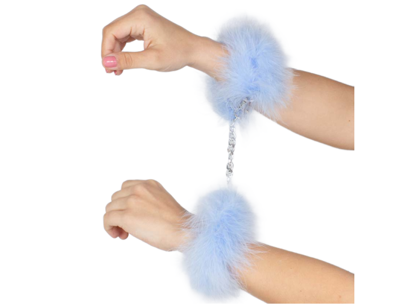 SECRETPLAY - BLUE LIGHT MARABOU HANDCUFFS