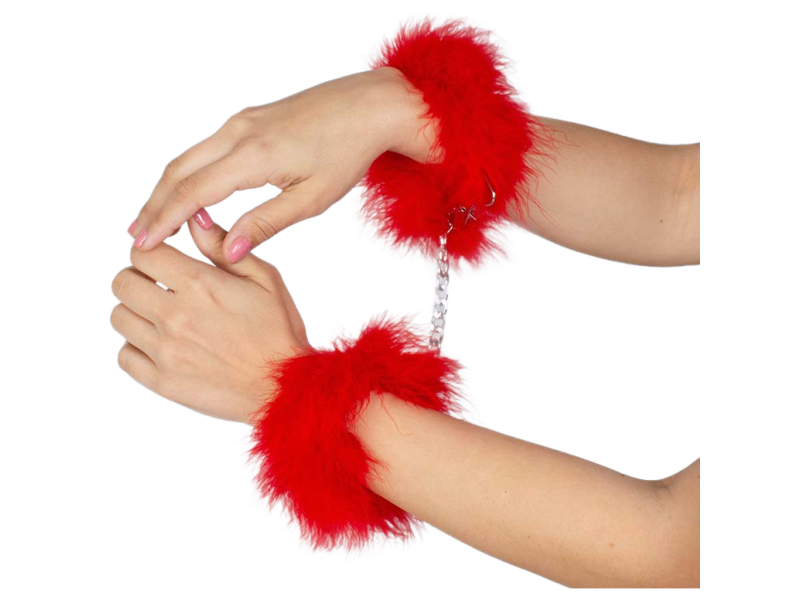 SECRETPLAY - RED MARABOU HANDCUFFS