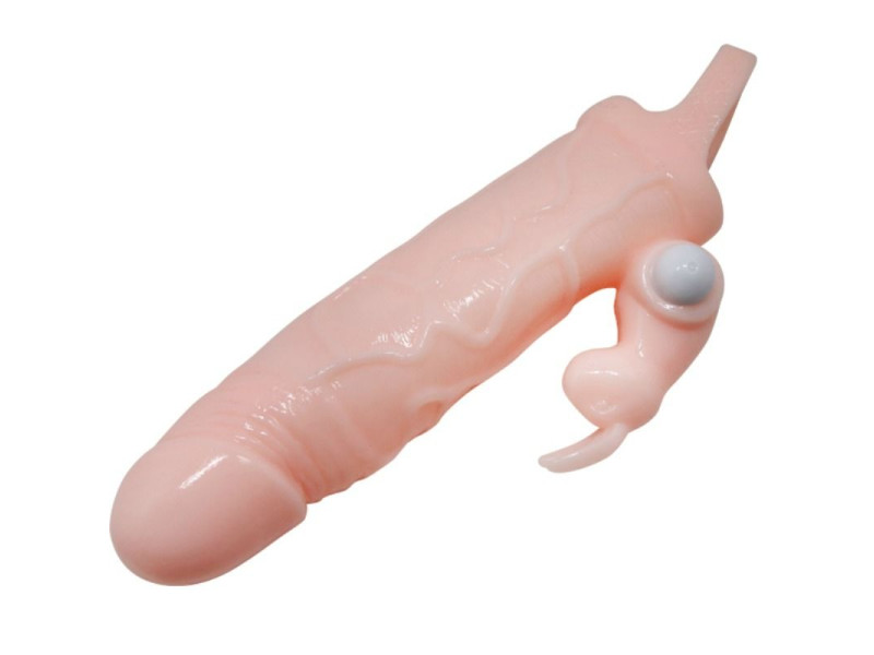 BAILE - BRAVE MAN PENIS COVER WITH RABBIT AND DOUBLE ENGINE FLESH 16.5 CM