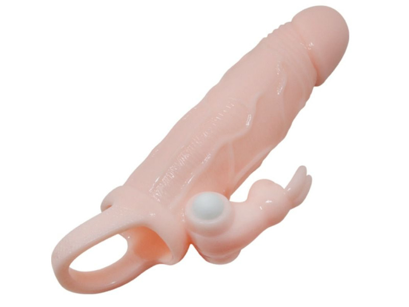 BAILE - BRAVE MAN PENIS COVER WITH RABBIT AND DOUBLE ENGINE FLESH 16.5 CM