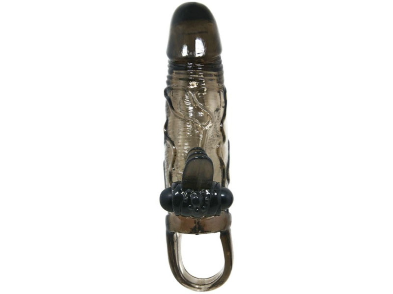 BAILE - BRAVE MAN PENIS COVER WITH CLIT AND ANAL STIMULATION DOUBLE BULLET BLACK 16.5 CM