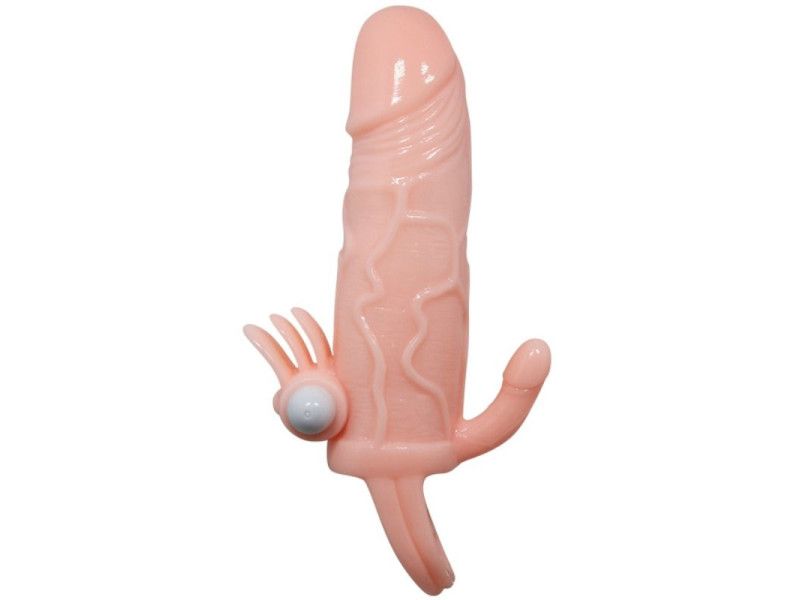 BAILE - BRAVE MAN PENIS COVER WITH CLIT AND ANAL STIMULATION FLESH 16.5 CM