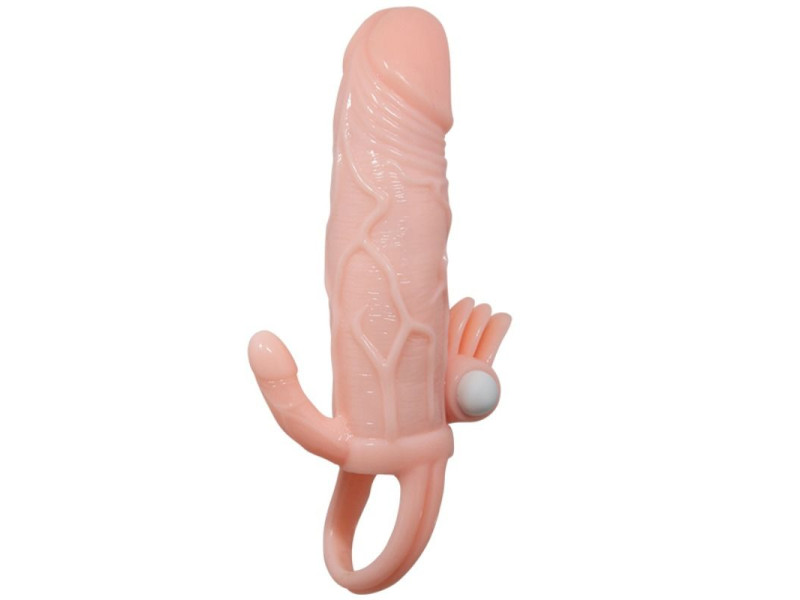 BAILE - BRAVE MAN PENIS COVER WITH CLIT AND ANAL STIMULATION FLESH 16.5 CM