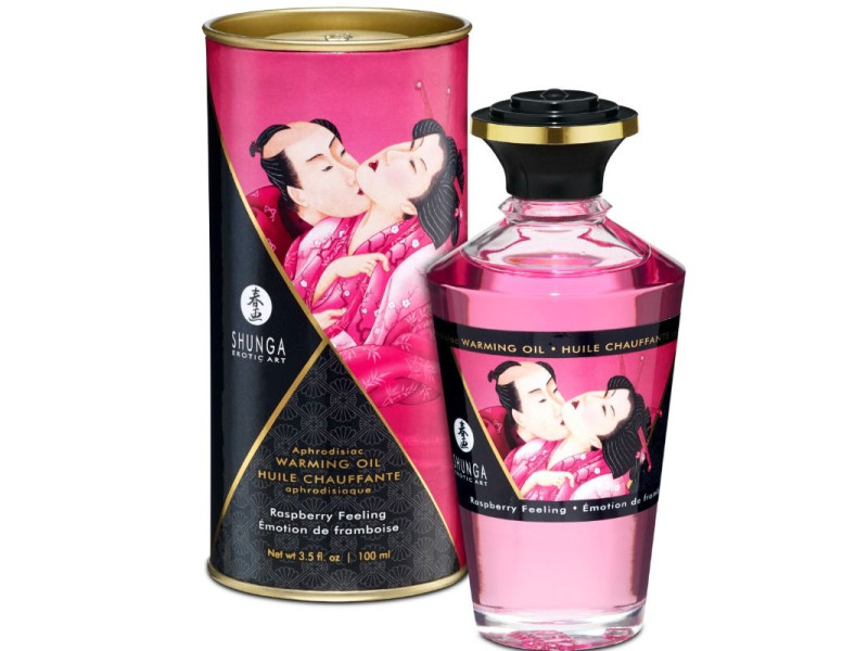 SHUNGA - HEAT EFFECT MASSAGE OIL INTENSE RASPBERRY FLAVOR 100 ML