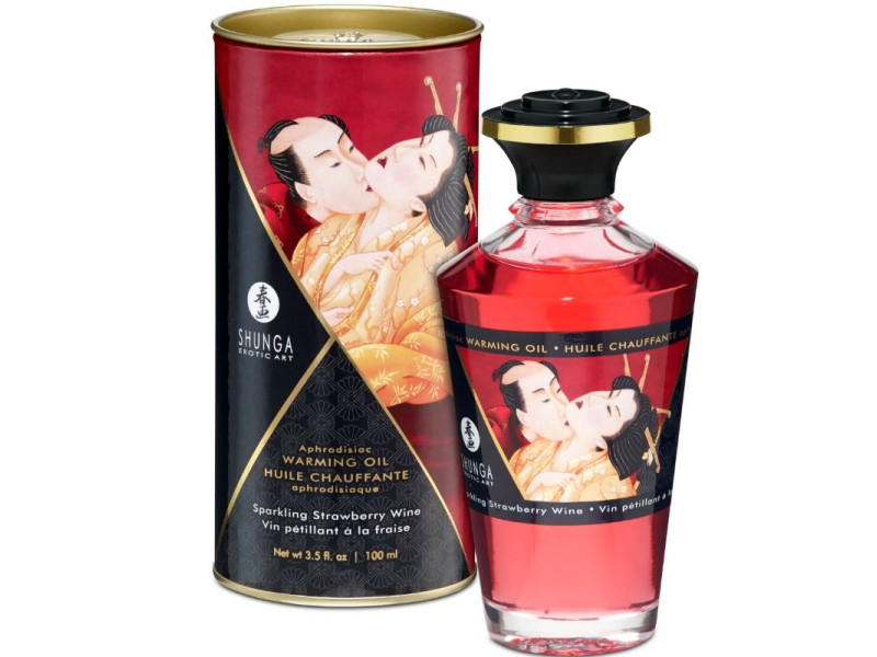 SHUNGA - STRAWBERRIES AND CAVA HEAT EFFECT MASSAGE OIL 100 ML