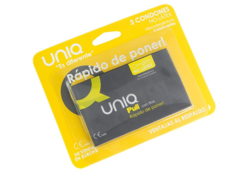 UNIQ - PULL LATEX FREE CONDOMS WITH STRIPS 3 UNITS