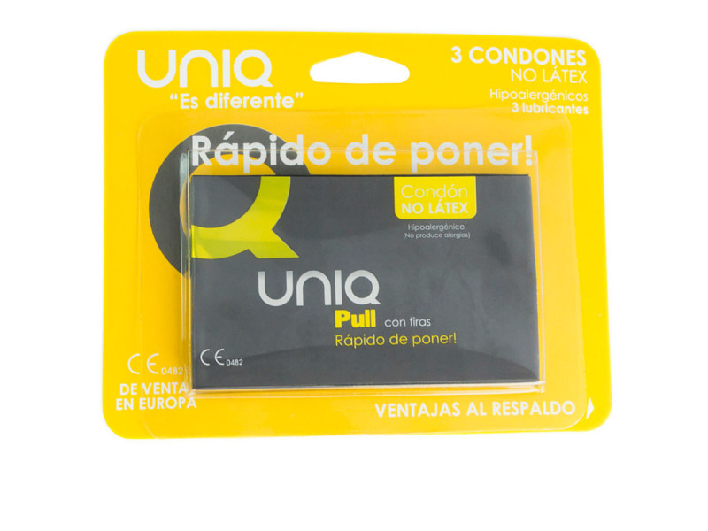 UNIQ - PULL LATEX FREE CONDOMS WITH STRIPS 3 UNITS