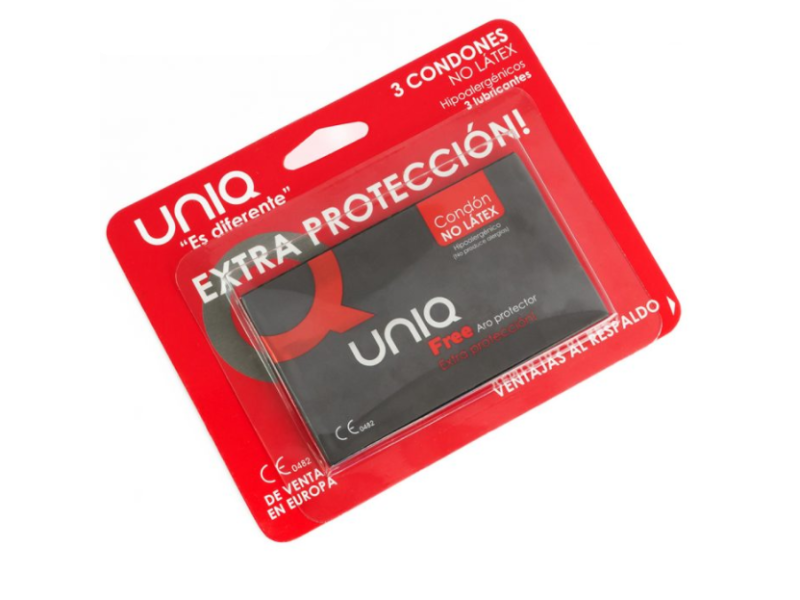 UNIQ - FREE LATEX FREE CONDOMS WITH PROTECTIVE RING 3 UNITS