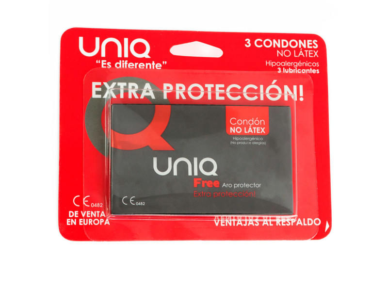 UNIQ - FREE LATEX FREE CONDOMS WITH PROTECTIVE RING 3 UNITS